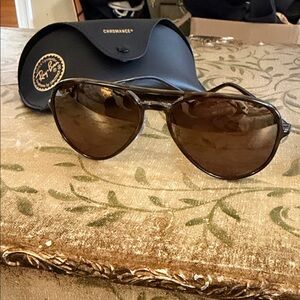 Ray-Ban Tortoise Frame Aviator Polarized Sunglasses -59 mm